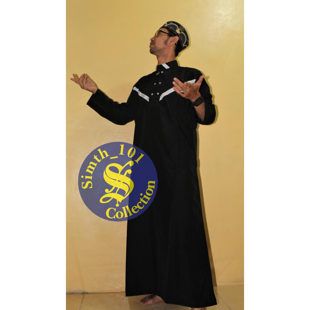 Baju Gamis Pria Arab Dewasa Hitam - Hitam