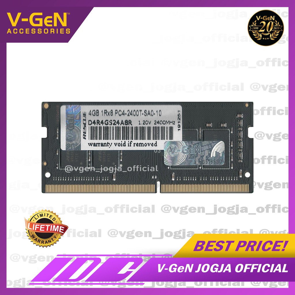 V-GeN RESCUE SODIMM DDR4 PC 19200 4GB - 16 GB GARANSI RESMI