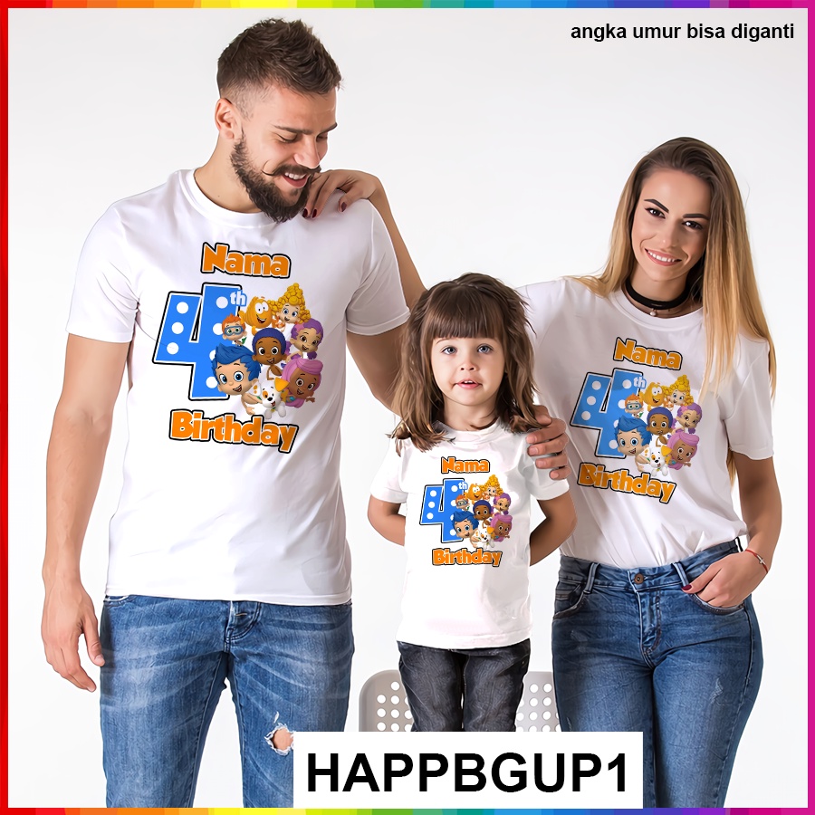 Baju Kaos ANAK DAN DEWASA BUBBLE GUPPIES COUPLE (FREE NAMA)