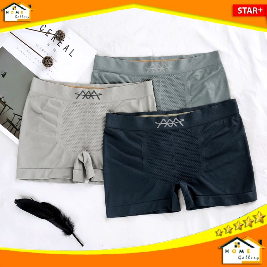 Celana Dalam Pria Boxer 5D Seamles Men Underwear Celana Kesehatan Vitalitas Pria 1Box Isi 3PCS