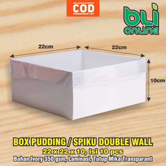 

Box Pudding 22 x 22 x 10 Isi10pcs / Dus Pudding / Kotak Pudding /.packaging Pudding / Box Kue / Spiku Doublewall