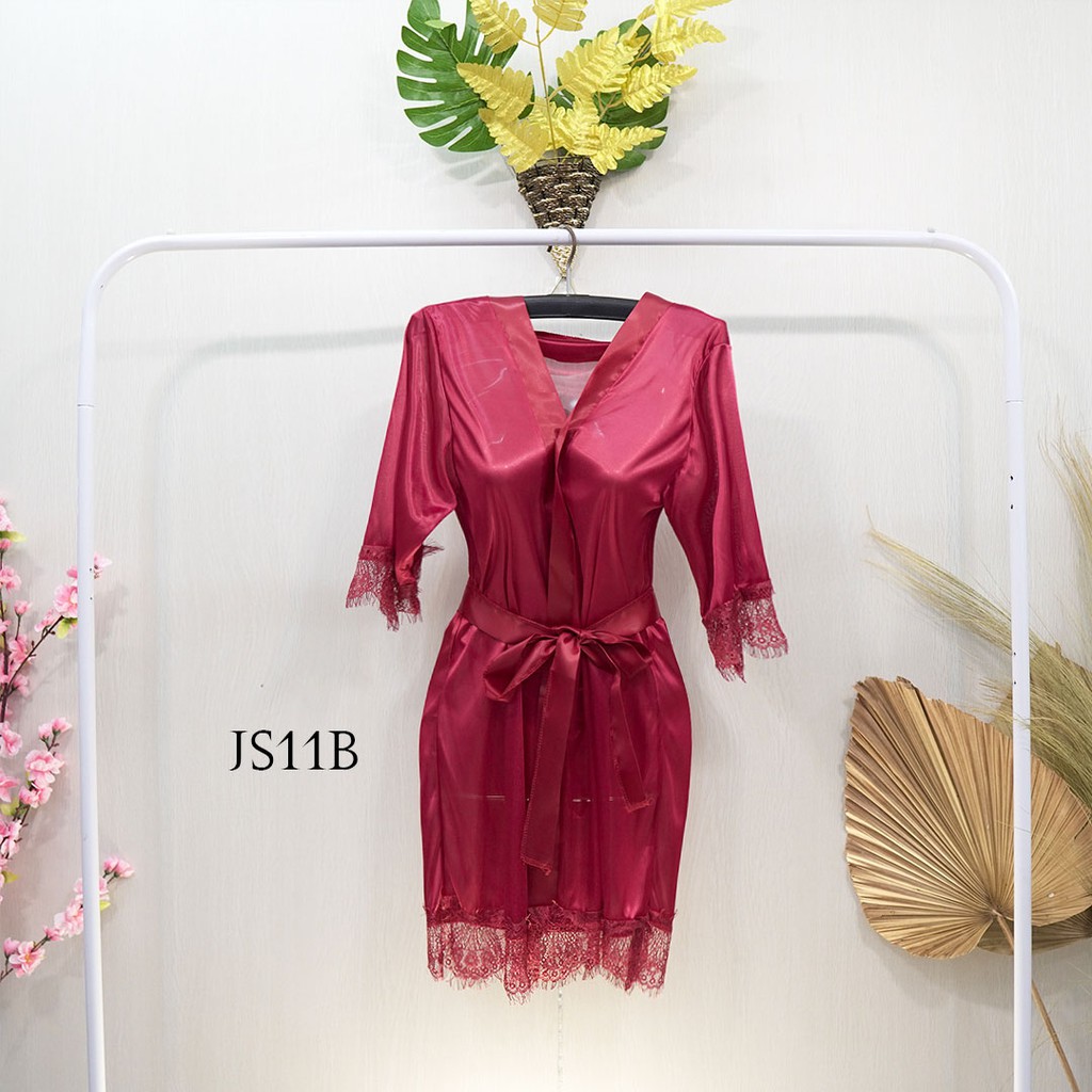 [LIMITED STOCK] LINGERIE JUMBO BAJU TIDUR SEXY KIMONO WANITA BIG SIZE MAROON JS11B