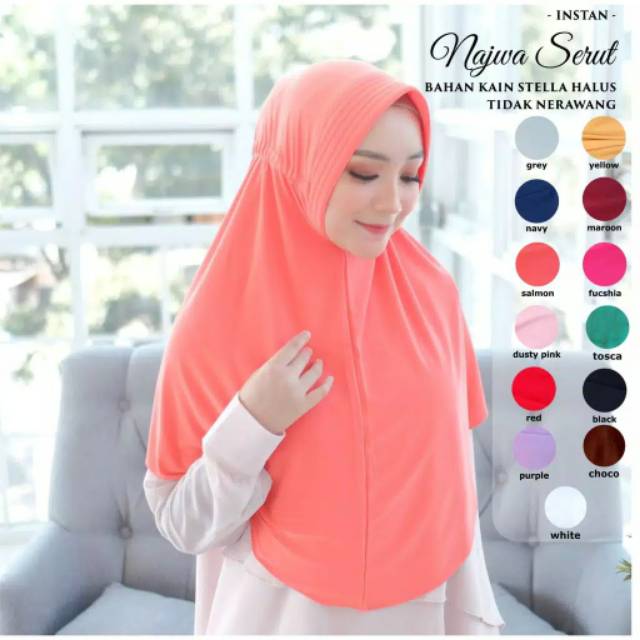 Najwa Hijab Instan Serut Tali Polos Stella Stela Premium Khimar Halus Tidak Nerawang jilbabserut jilbabserutpolos jilbabserutbagus jilbabserutadem bahanstellaadalah kainstellahalus kainjerseystella jilbabbahanstella khimarinstan khimarinstanpet