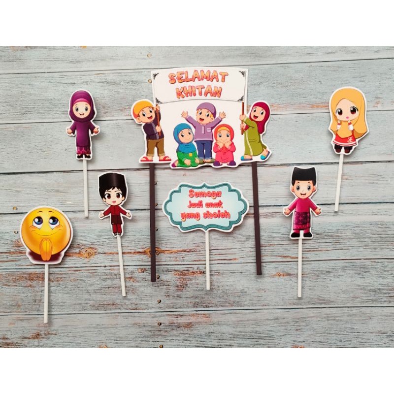 hiasan nasi tumpeng cake topper hiasan kue tema Selamat Khitan Khitanan Sunatan Sunat