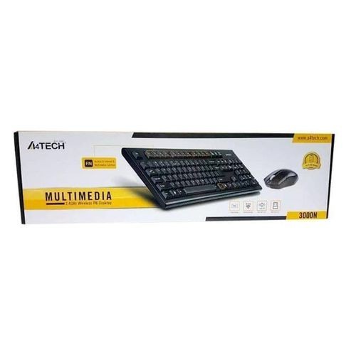 A4Tech 3000N Wireless Keyboard &amp; Mouse - Black