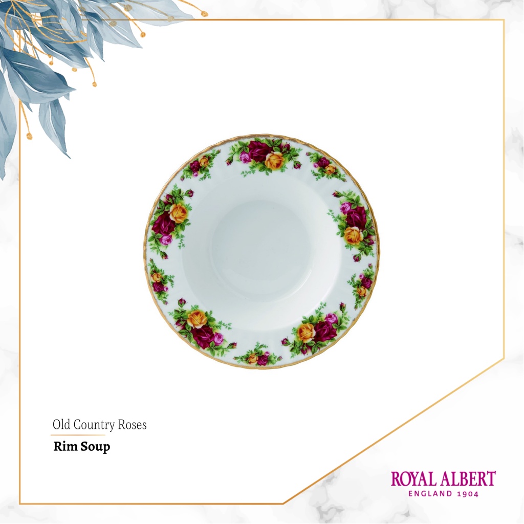 Piring Soup Old Country Roses Royal Albert