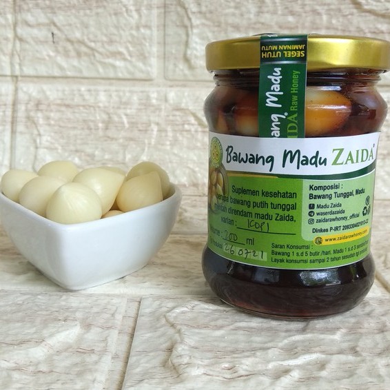 Madu Bawang / Madu Bawang Tunggal / Madu Bawang Lanang / Madu Bawang Lanang Tunggal Zaida / Garlic Infused Honey / 200 ml Jar Manfaat bawang dengan rasa kacang