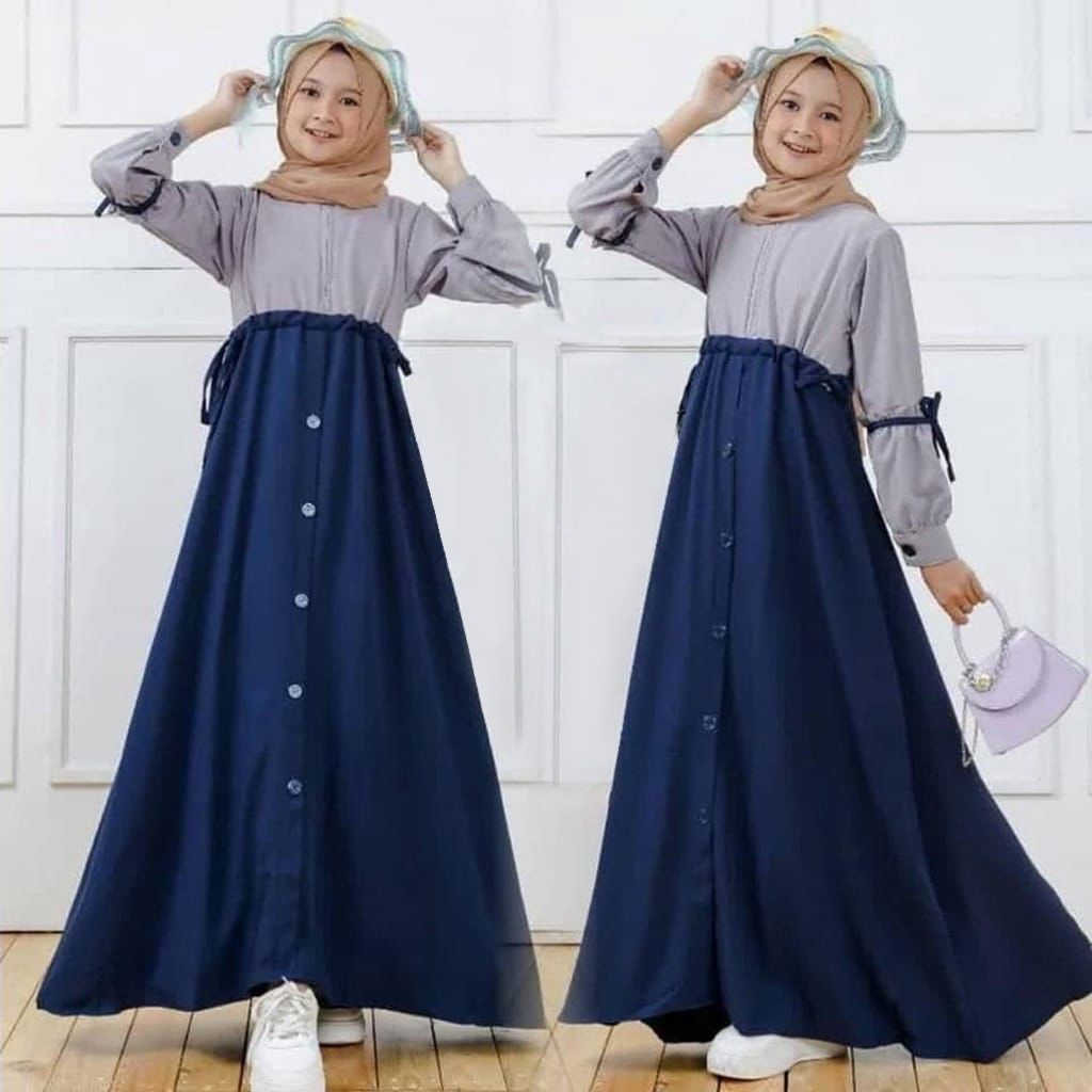 FenishaStore GAMIS ANAK TANGGUNG MAXI ZAINA KIDS USIA 12-14 TAHUN