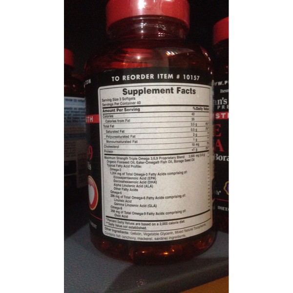 FISH OIL OMEGA 3 6 9 MAX STRENTH (120 SOFTGEL) PURITAN