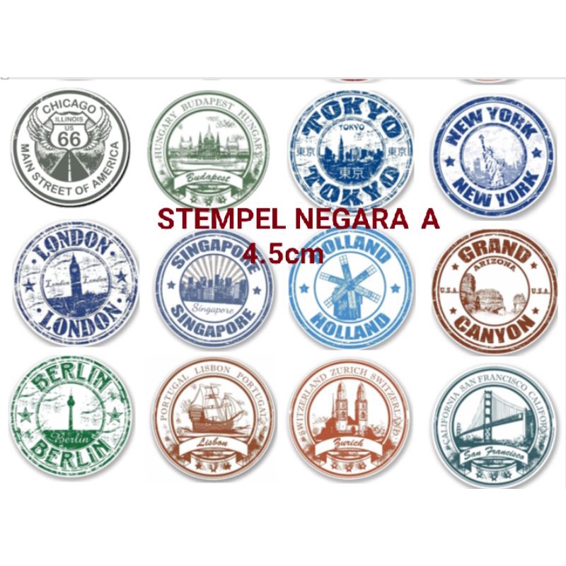 

Sticker Stempel Negara Country / City Stamp