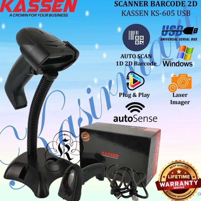 SCANNER BARCODE KASSEN KS605/KS-605/KS 605 1D/2D GARANSI RESMI