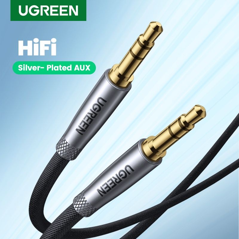 UGREEN HiFi Kabel AUX 3.5mm Audio Speaker Silver-Plated Braided 1Meter