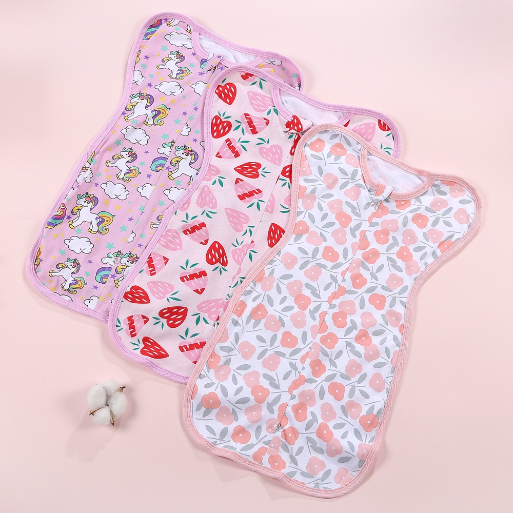 newborn Bedong Bayi Instan Zipper swaddle selimut bayi cotton baby swaddle zip wrap topi bayi wrap