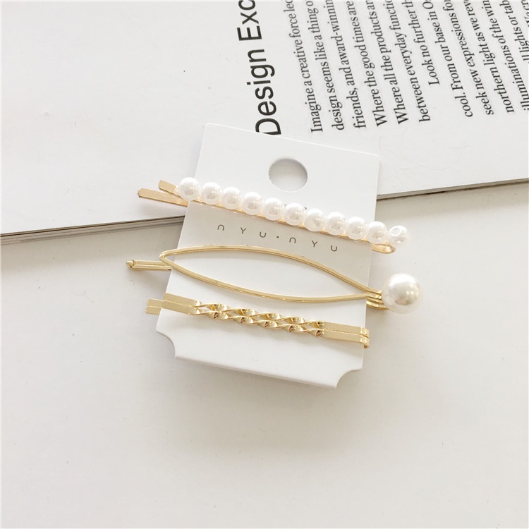 Metal Pearl Hairpin Combination Accessories Korea Simple Temperament Personality