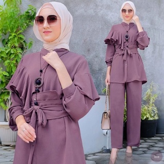 COD ⭐️ Adiba One Set Baju Setelan Muslim Premium Kekinian Shakila Fit To XL Wanita Modern Polosan Termurah ⭐️
