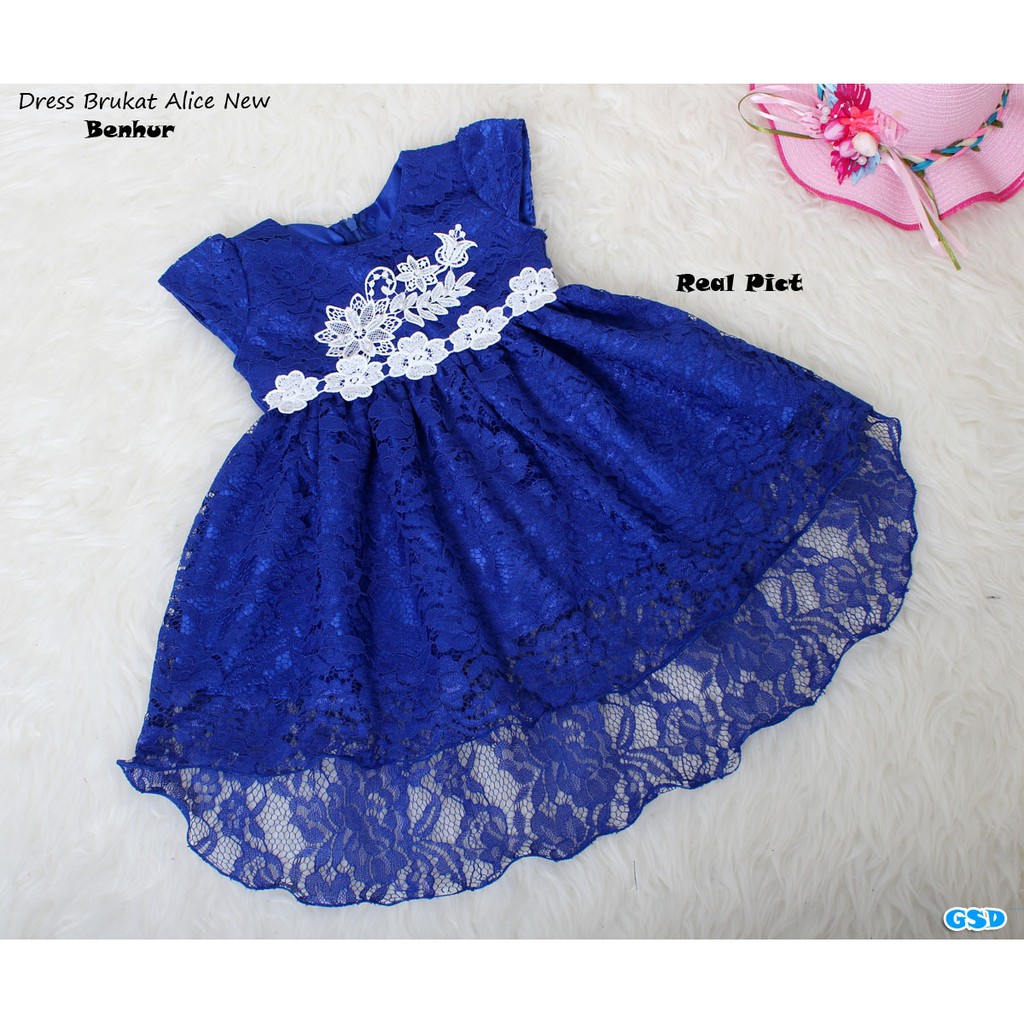 Dress Kids Alice/Baju Terusan Dress Anak Import/Casual Mini Midi Dress Brukat Anak/Baju Anak Murah