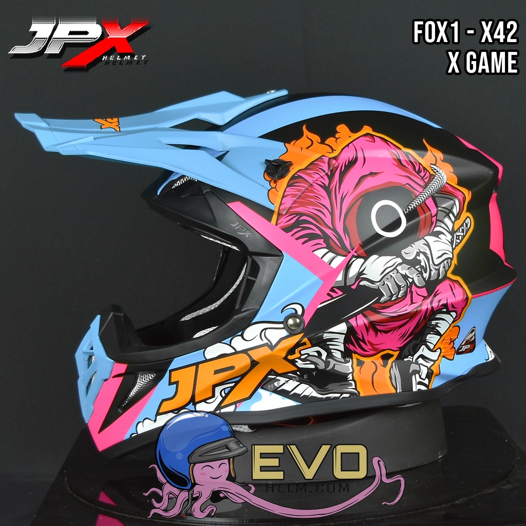 HELM JPX X42 BLACK DOFF CROSS_FOX1 + GOOGLE SNAIL (ONGKIR 2 KG) HELM JPX X42 X-GAME HELM CROSS HITAM DOFF