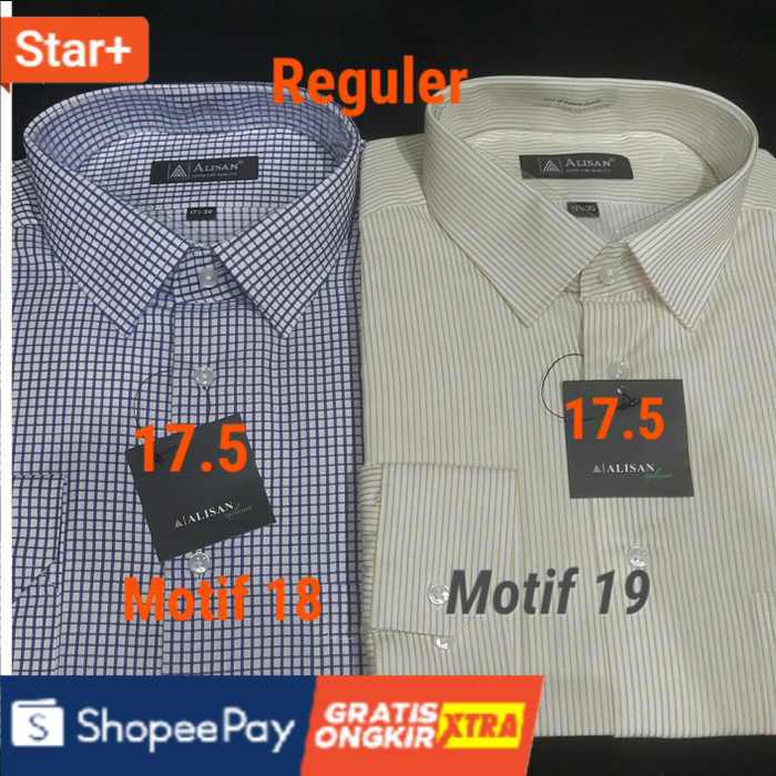 Motif 7 No 17 Kemeja Alisan motif(corak)lengan panjang/BIG SIZE 16'5 /17/17'5  Terlaris Terlaris