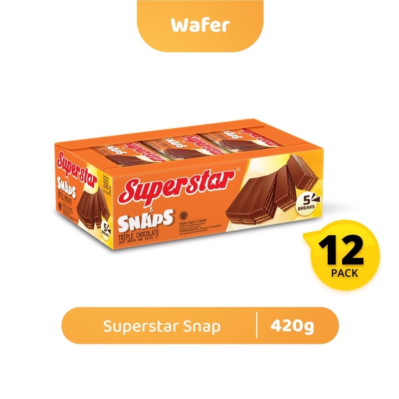 

SuperStar Snap Triple Chocolate, Wafer Salut Cokelat ( 12 pcs x 28g )