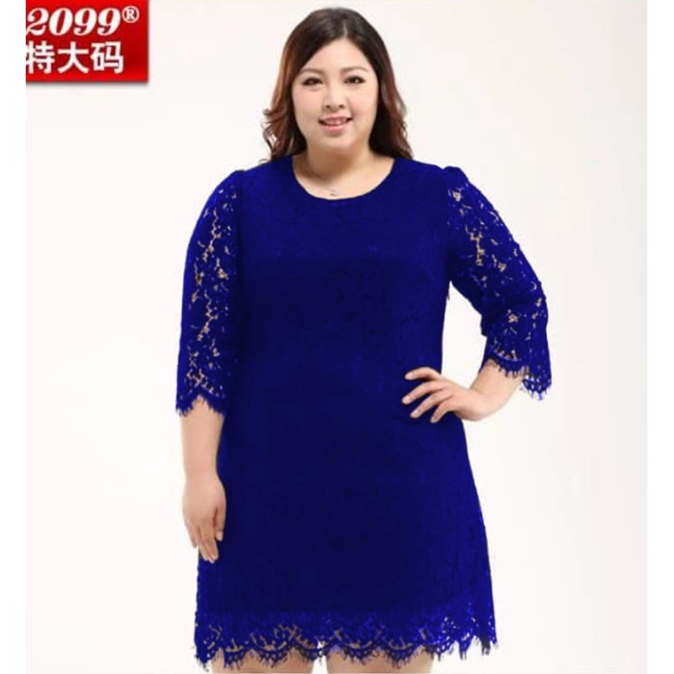 Gaun / dress wanita / cewe  JUMBO BRUKAT BENHUR / BIRU ELEKTRIK / BAJU PESTA BIG SIZE untuk pesta ke