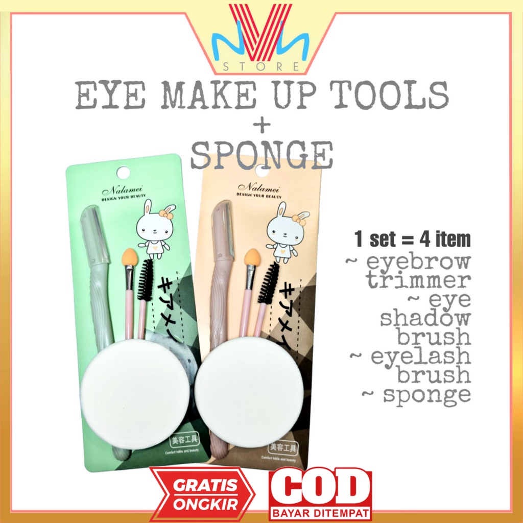 PERALATAN MAKE UP MATA + SPONS - EYE MAKE UP TOOLS + SPONGE ET001