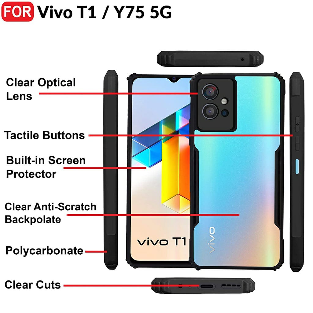 CASE VIVO T1 5G T1 PRO 5G Y75 5G SOFTCASE SHOCKPROOF TRANSPARAN CAMERA PROTECT CASING