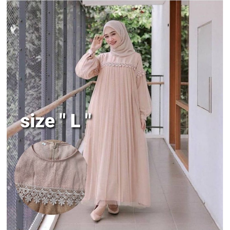 ELDE 12 - Maxi nuraini dress termurah TILE KELILING S M L XL XXL GAMIS NURNIA gamis renda pesta arab mewah murah terbaru premium Maxi Zoya / couple kemeja Kekinian Pakaian Wanita