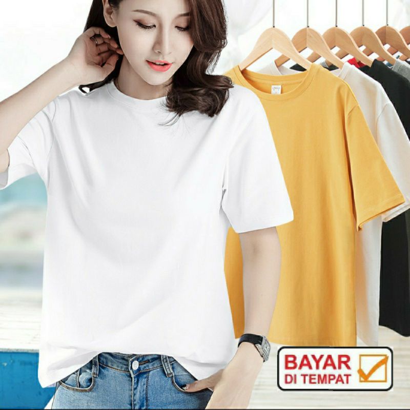 Kaos Polos Wanita Lengan Pendek Cotton Combed Kaos Oblong Wanita Atasan Baju Oblong Wanita Tshirt Wanita