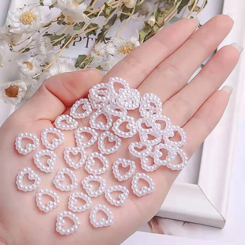 10pcs / Set Charms / Charms / Berlian Imitasi Bentuk Hati Hollow Untuk Dekorasi Nail Art 3D DIY