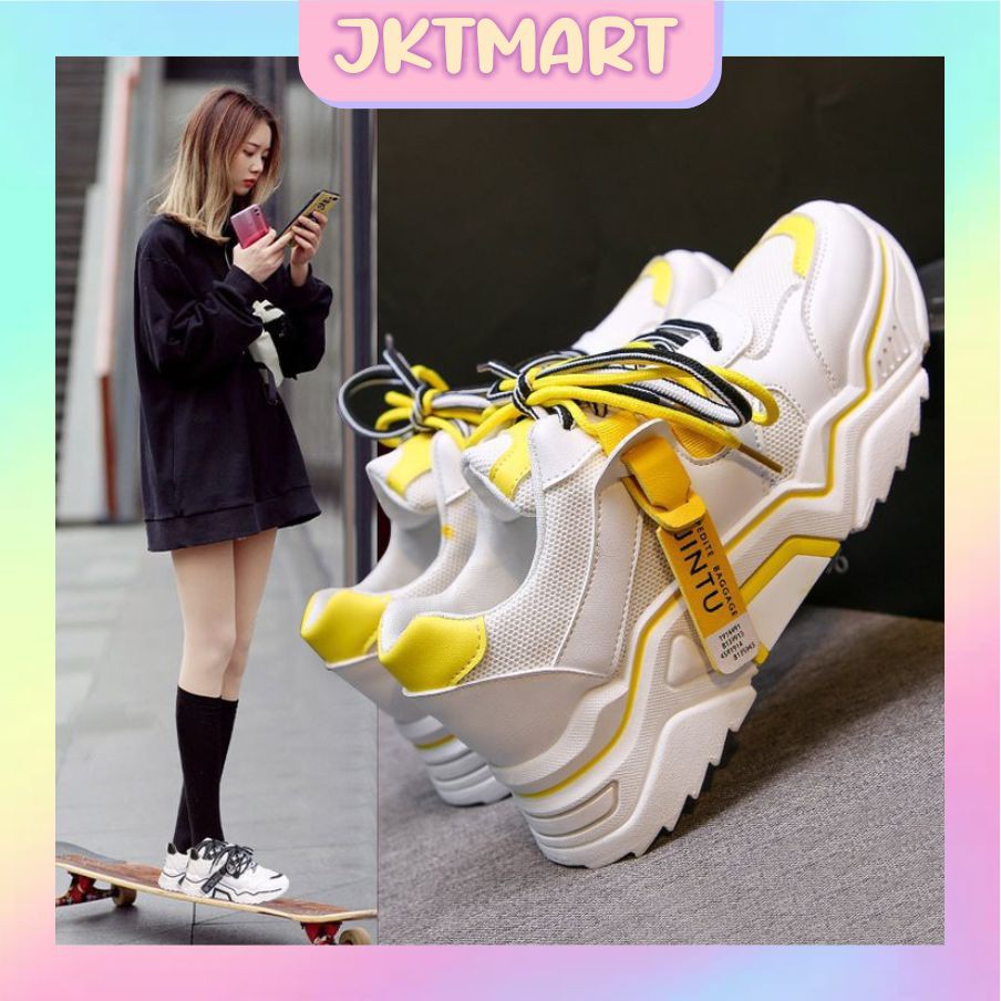 ⭐ JKTMART ⭐ SP018 Sepatu Sneakers Wanita Low Jinto - Tebal 4 Cm Fashion Korea Murah Import COD