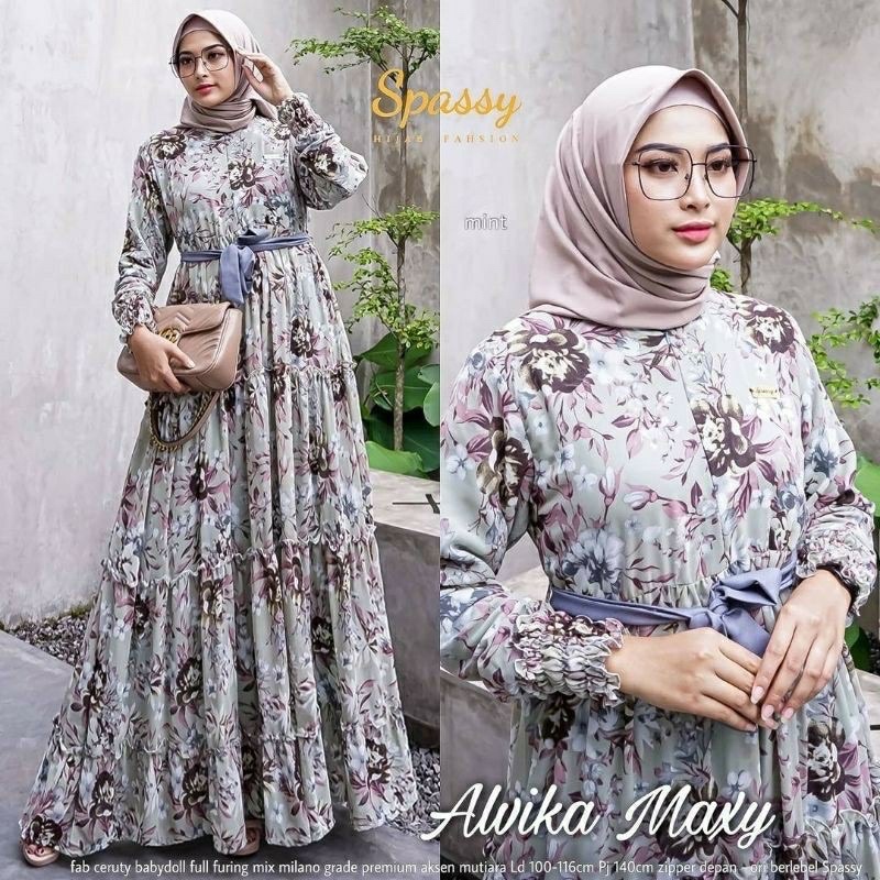 SALE !! GAMIS CERUTY PRINTING SQUARE YUNDY JASMINE AINUN #2 MIPOSA - Maxy Dress Bahan Ceruty Wolfis Motif