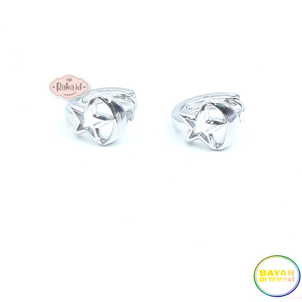 Anting Clip / Klip Bulan Bintang Silver Perhiasan Aksesoris Wanita 659