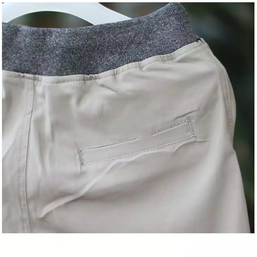 Celana Chino Pendek Pria mick pinggang karet rip katun twill krem coklat surfing santaI