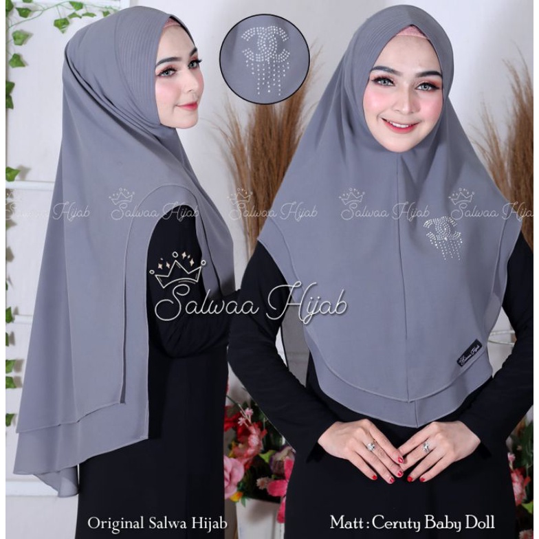 KHIMAR OVAL SAHALA PAYET SWAROSKY MUTIARA/KERUDUNG 2LYR OVAL STANDAR SHALA PAYET SWAROSKY,!!!