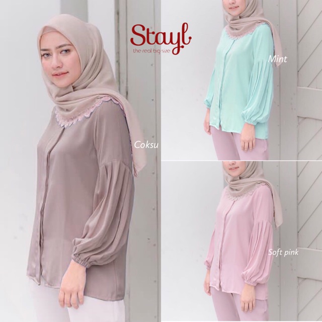 LD 100 - 120 ( FIT TO 3XL ) Atasan bigsize kemeja wanita jumbo baju kerja wanita rania stayl-3