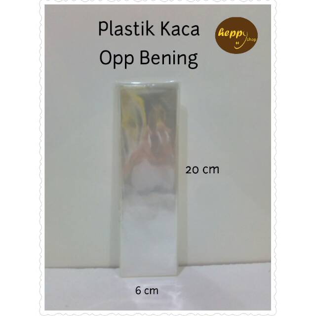 

6 cm x 20 cm (50 lembar) Plastik Kaca OPP Bening Polos