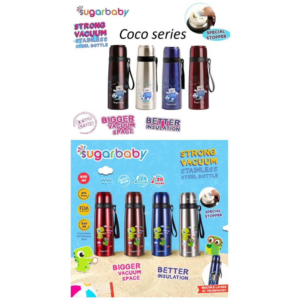 Sugar Baby STRONG Vacuum Stainless Steel Bottle Termos Bayi Panas Tahan Lama Ukuran Besar (600 ml) CBKS