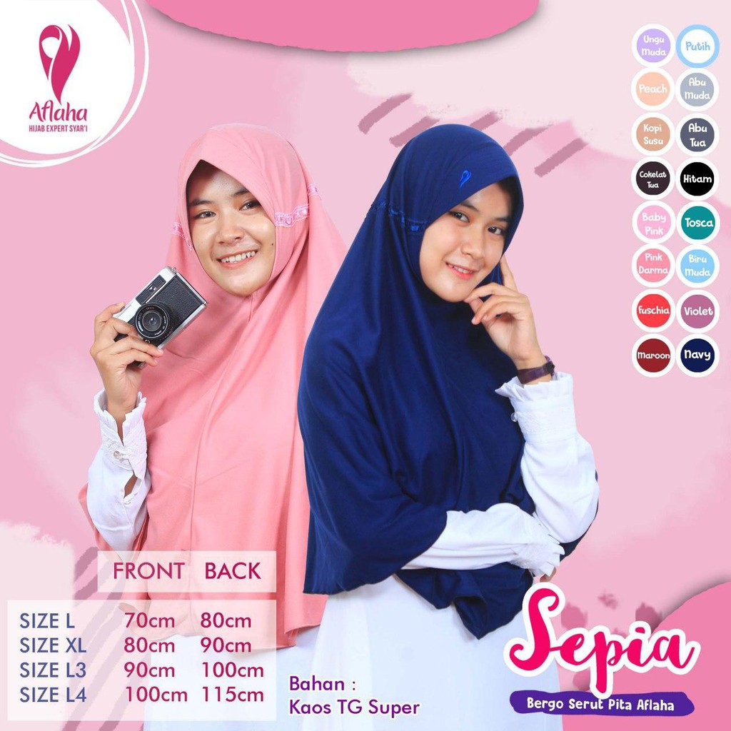 JILBAB KAOS SEPIA - Serut Pita Aflaha