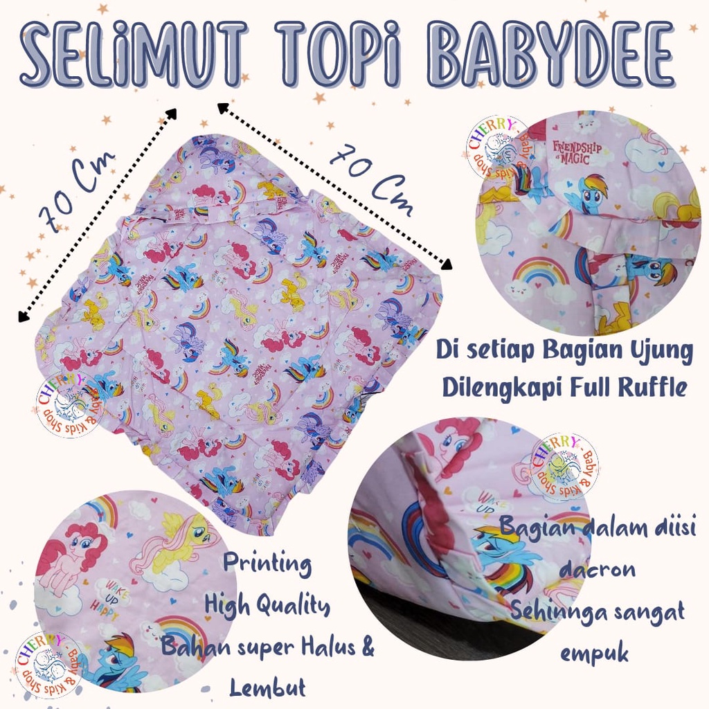 SNI Selimut Topi Baby Dee 70 x 70 Cm Selimut TopI Tas Travelling Selimut Topi Lucu Motif Kuda Pony CBKS