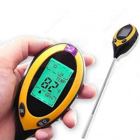 Alat Pengukur 4 in 1 Temperature &amp; Kelembaban Tanah Soil Moist PH Analyzer - TPH01803--YIERYI- Black