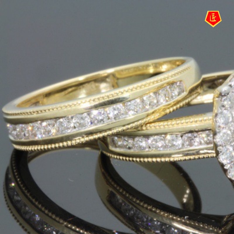 [Ready Stock]Micro-Inlaid Diamond Ring Female 18K Gold Luxury Fashion