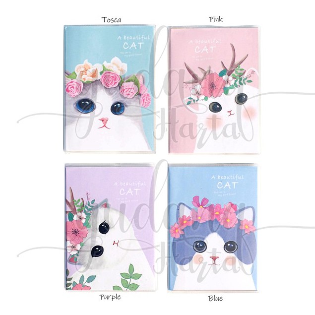 Notebook Mini Flower Cat Sampul Buku Catatan Mini Kucing Bunga Unik GH 308400