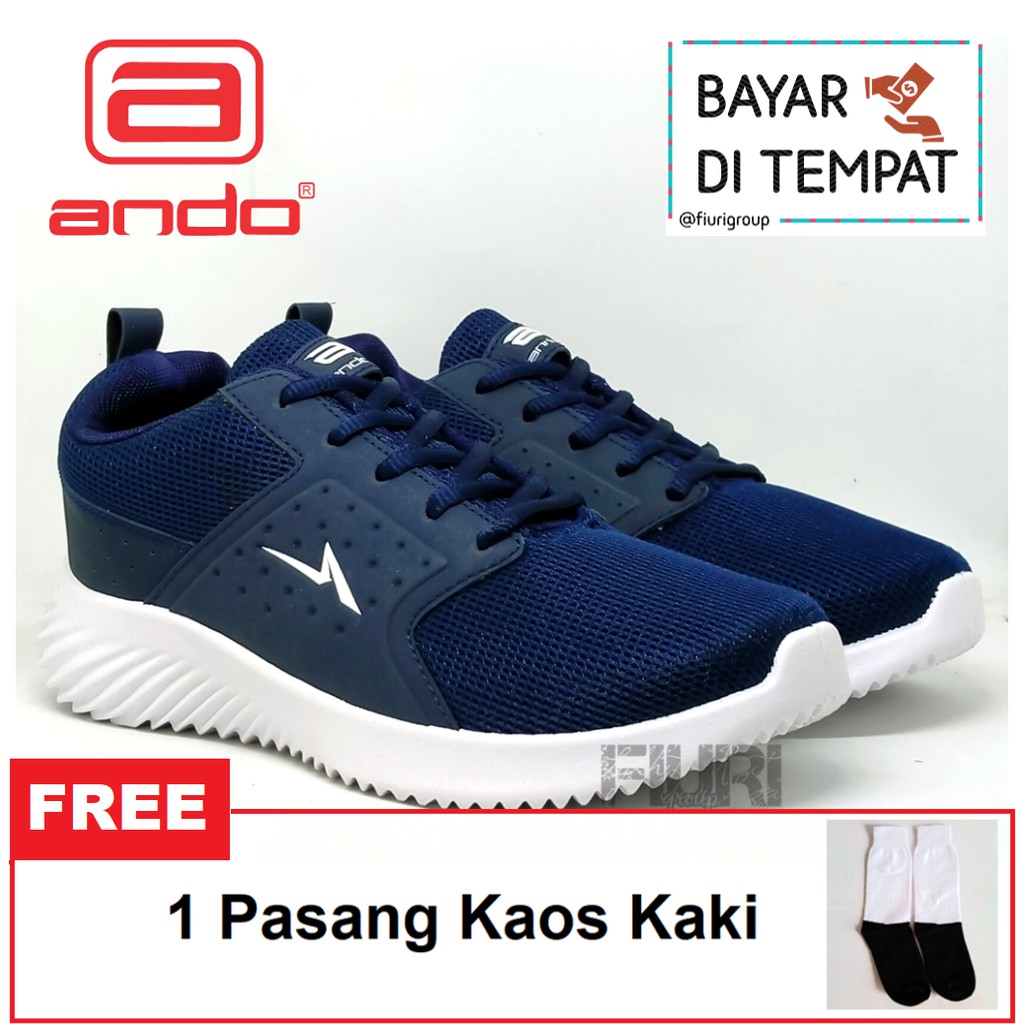 FIURI - Ando Original - DERRICK 38-43 Biru - Sepatu Sneakers Pria - Sepatu Olahraga Pria - Sepatu Knit Rajut Pria - Sepatu Jogging Pria - Sepatu Sport - Sepatu Slip On Pria - Sepatu Cowok