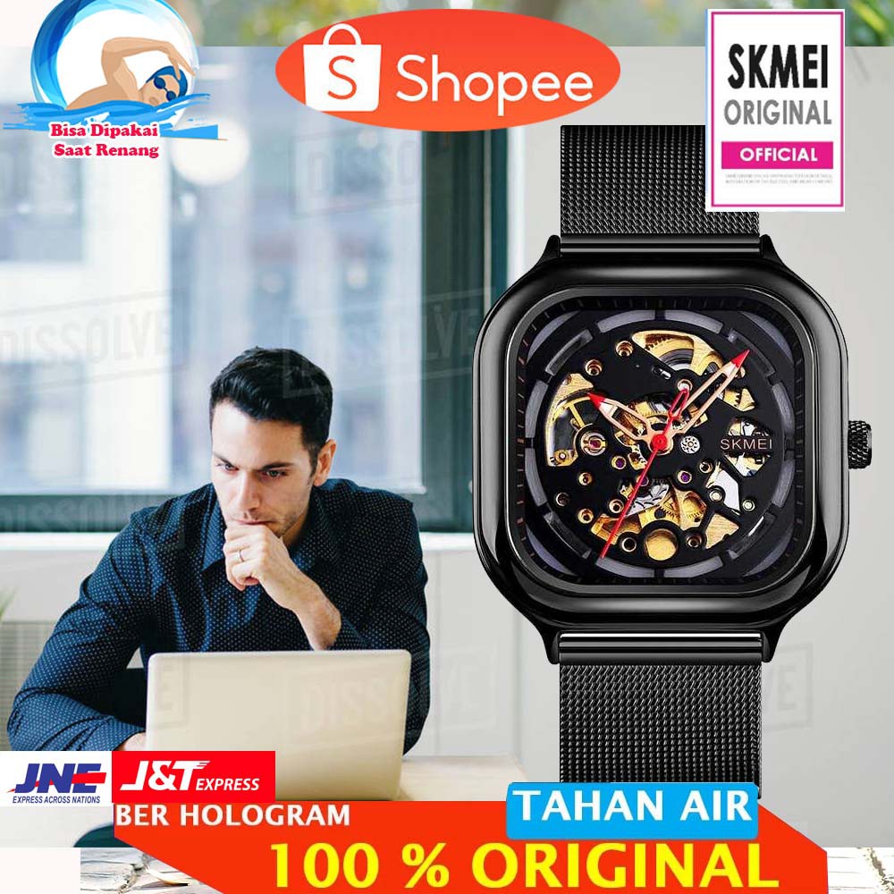 SKMEI Jam Tangan Mechanical Pria Automatic Movement - 9184 [Hitam]