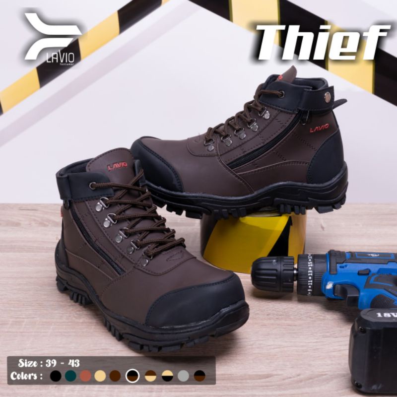 Lavio Thief Big Size Sepatu Safety Pria Ukuran Besar 44-46 Untuk Kerja Proyek Lapangan