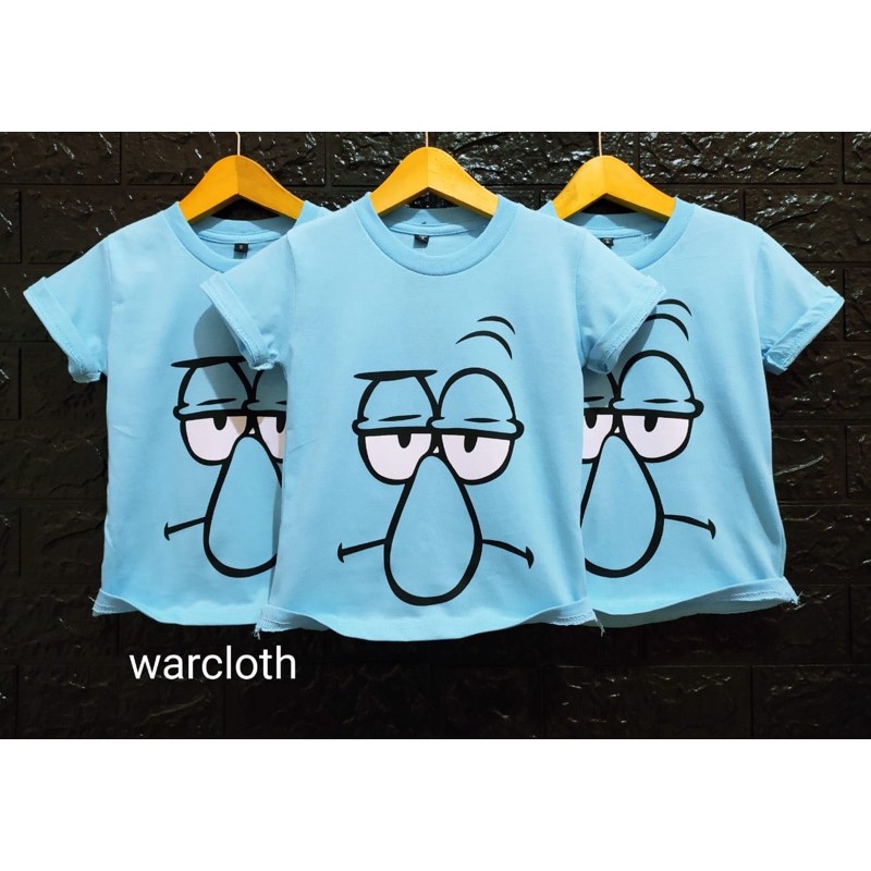 Promo Baju Bayi Motif Squidward Biru Baby  Kualitas Bahan Distro Termurah - bahan adem - Real Pict