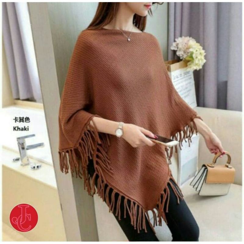 ATASAN WANITA SWEATER RAJUT PONCHO RAWIS MURAH