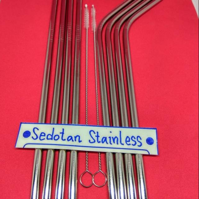 1 Set Sedotan stainless isi 8 + 2 sikat sedotan