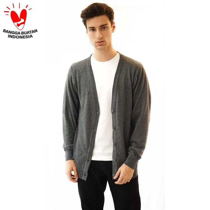 Houseofcuff Cardigan Pria Oversize Sweater Korea BigSize Jumbo Abu tua - Abu tua
