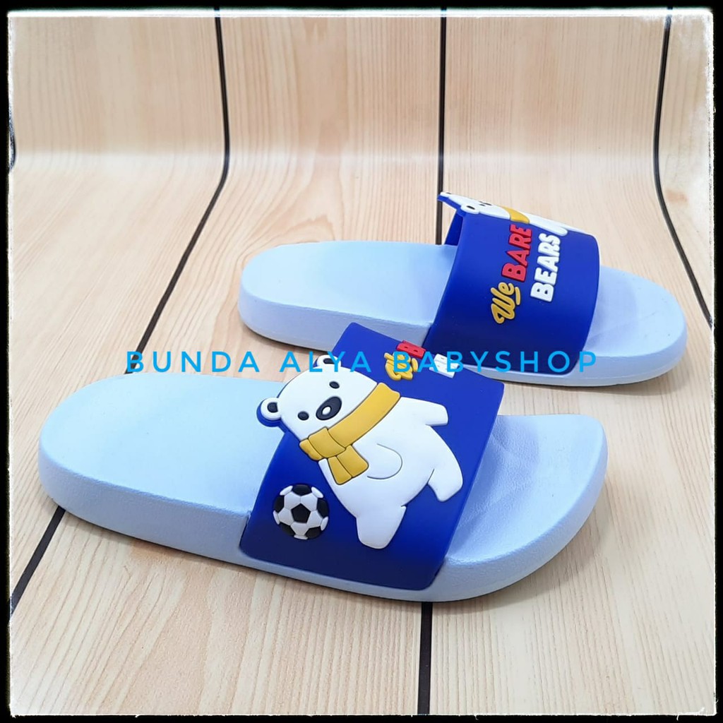 Sendal Anak Laki Laki IMPORT 3 4 5 Tahun Karet Anti Licin - Sandal Anak Cowok Cewek AntiLicin BEAR BIRU MUDA